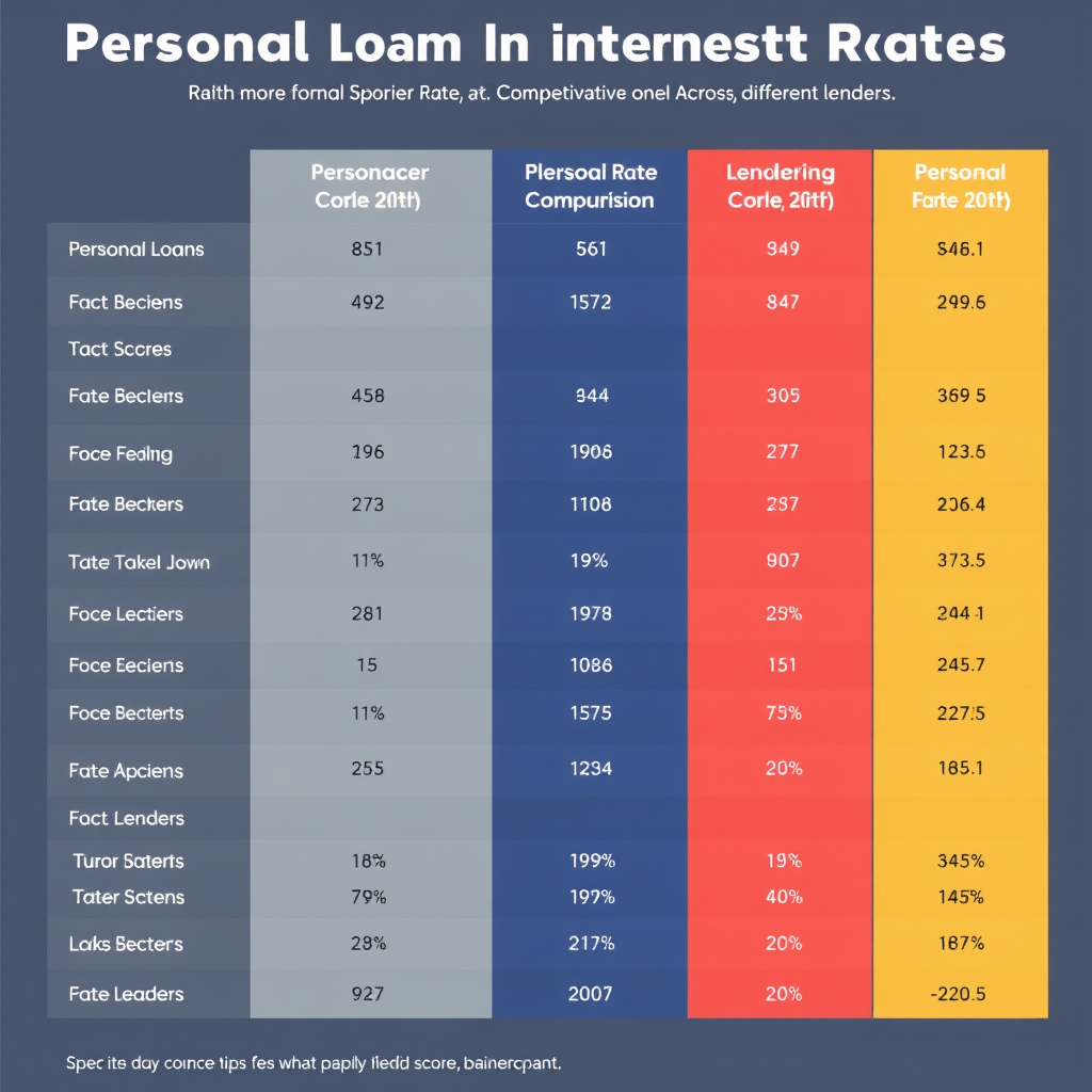 Professional chart showing personal loan interest rates by credit score ranges with competitive rate comparisons across different lenders