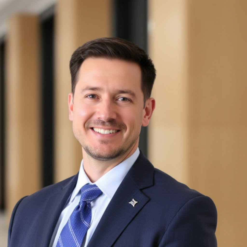 Professional portrait of Chief Financial Officer in formal business attire, experienced finance executive for regional banking services